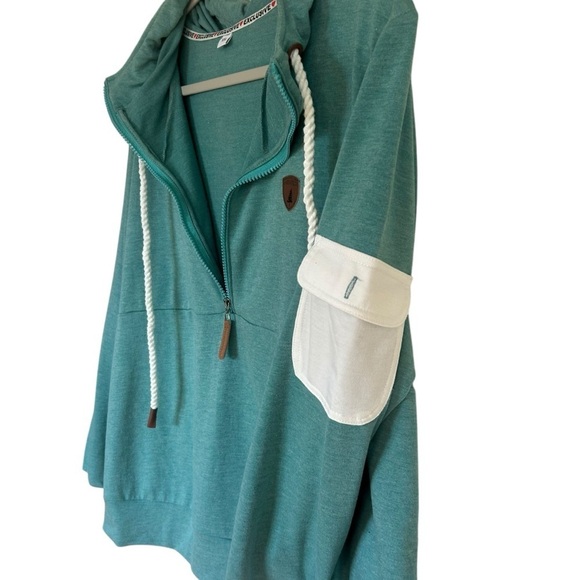 Wanakome Teal Half Zip Pullover Hoodie XXL Cozy Comfy - Picture 3 of 11